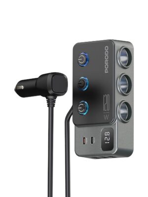 شارژر هاب فندکی 120 وات پرودو مدل Porodo 120W Car Charger Hub PDFWCH070DG