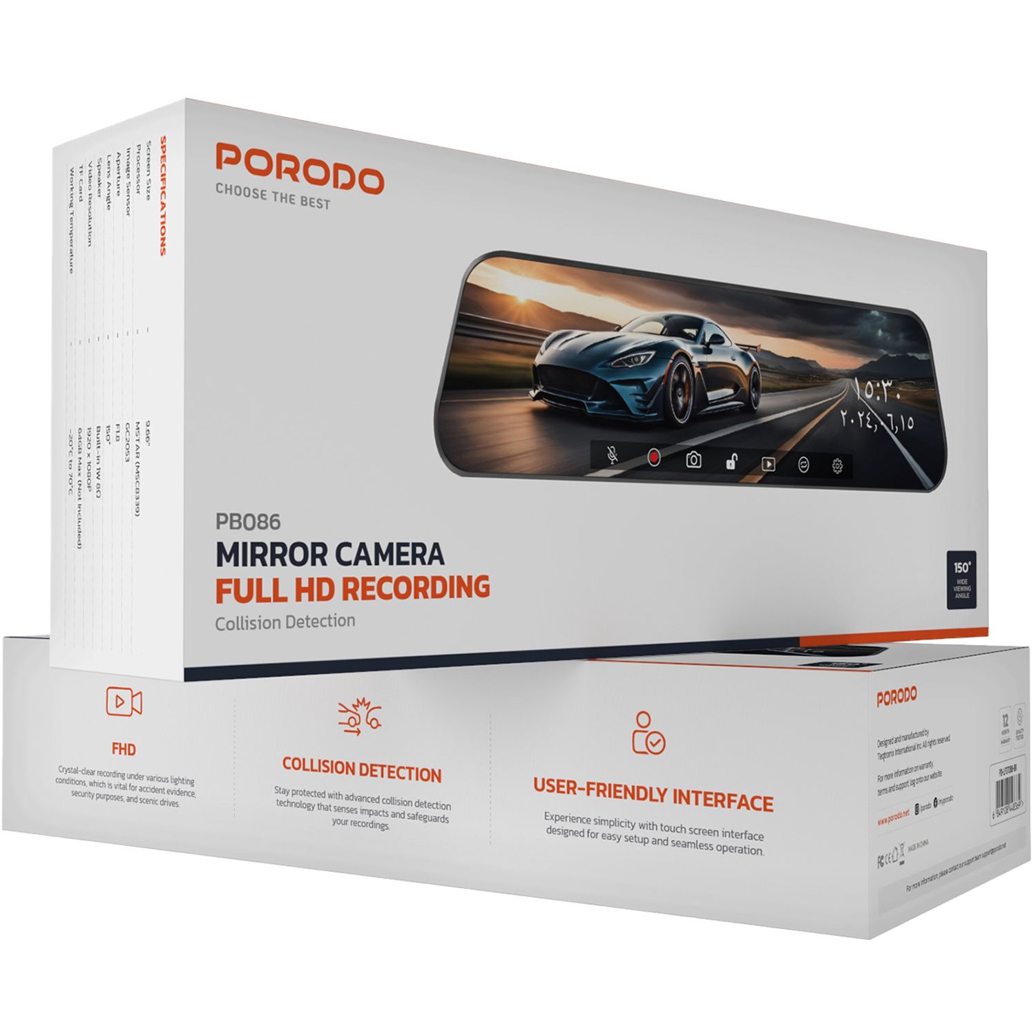 Porodo Mirror Camera Full HD Recording2