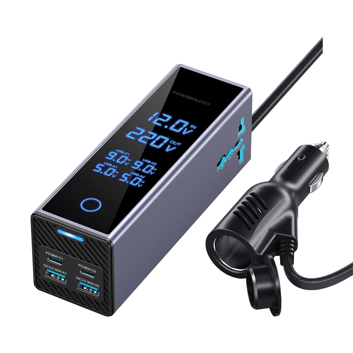 Powerology 300W Car Power Inverter PWCUQC0441