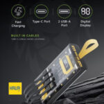 پاوربانک Green Lion Transparent Pro 10000mAh با شارژ سریع و کابل‌های داخلی - Image 3